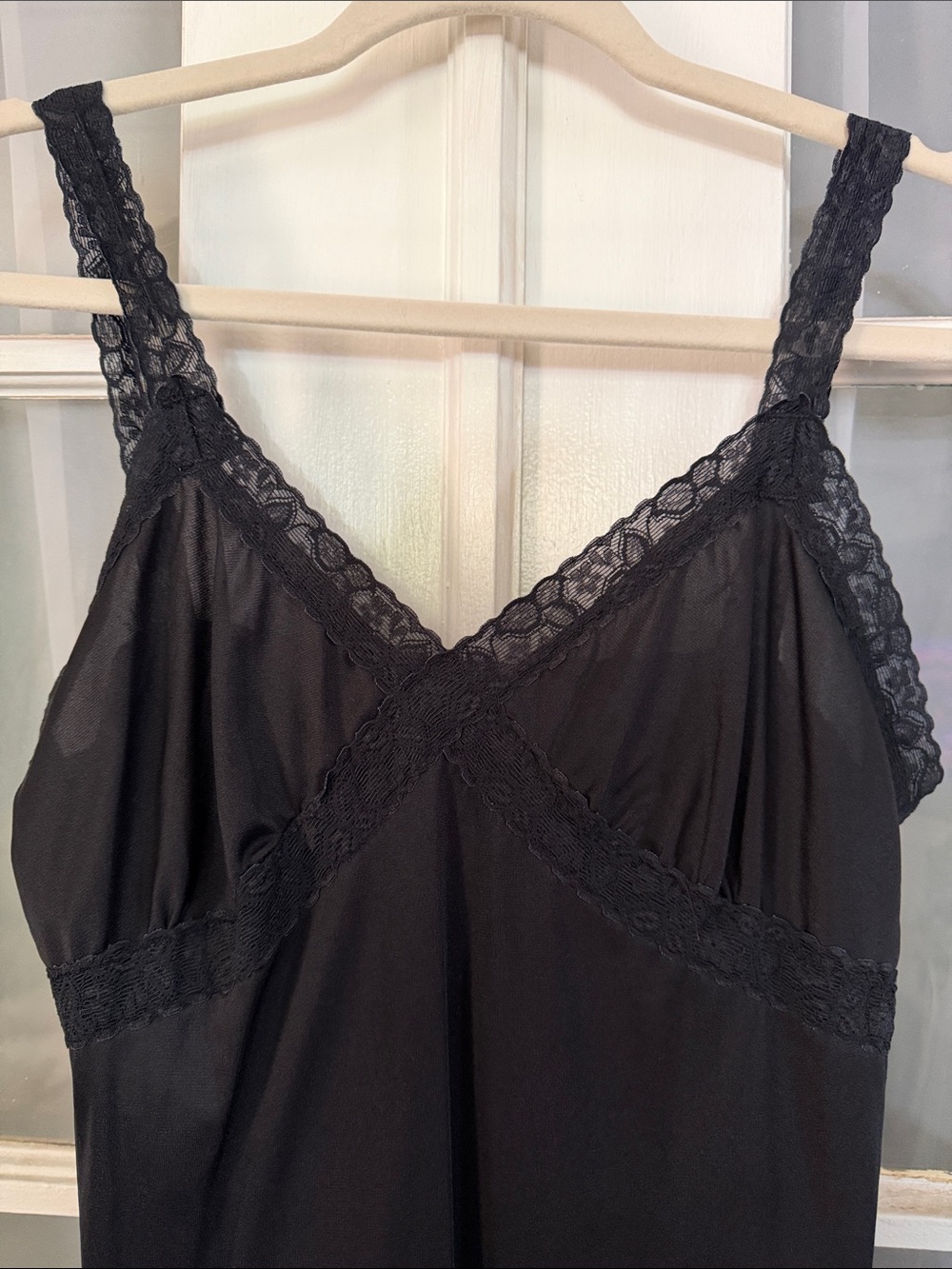 Vintage Black Lace-Trim Slip Dress Indie Whimsigoth Romantic - Picture 5 of 6